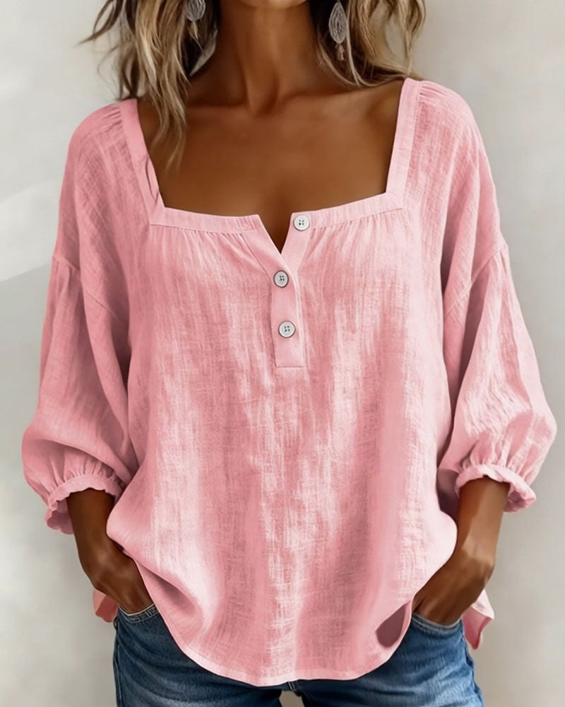 Glyressa™ - Blouse Femme Élégante à Col Carré