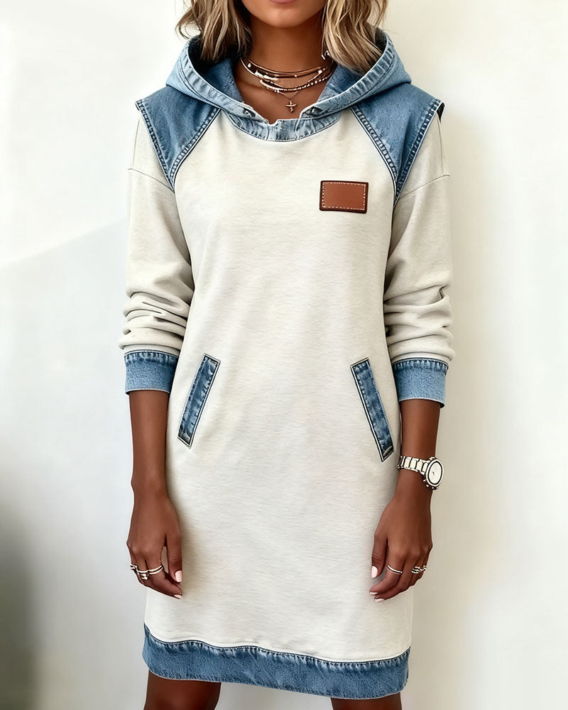 Lunariae™ - Robe casual à capuche style contrasté