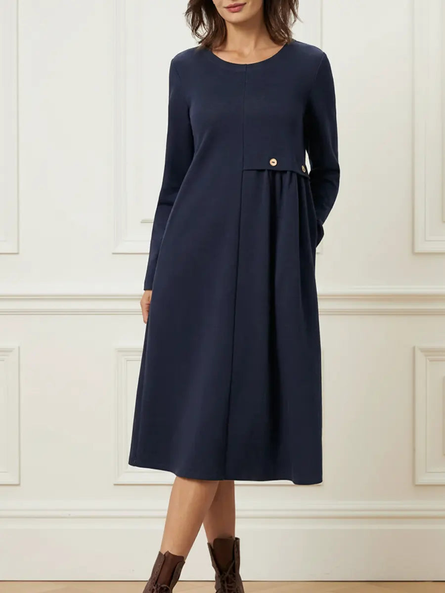 Helisavelle™ - Robe Midi en Coton à Manches Longues au Style Décontracté