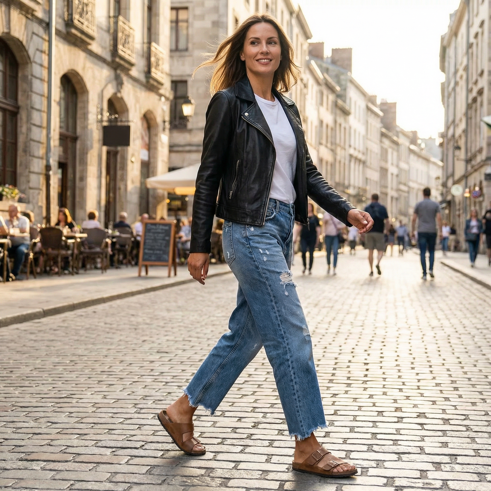 Cazira™ - Jean Femme Coupe Droite Cropped Denim Confort Moderne