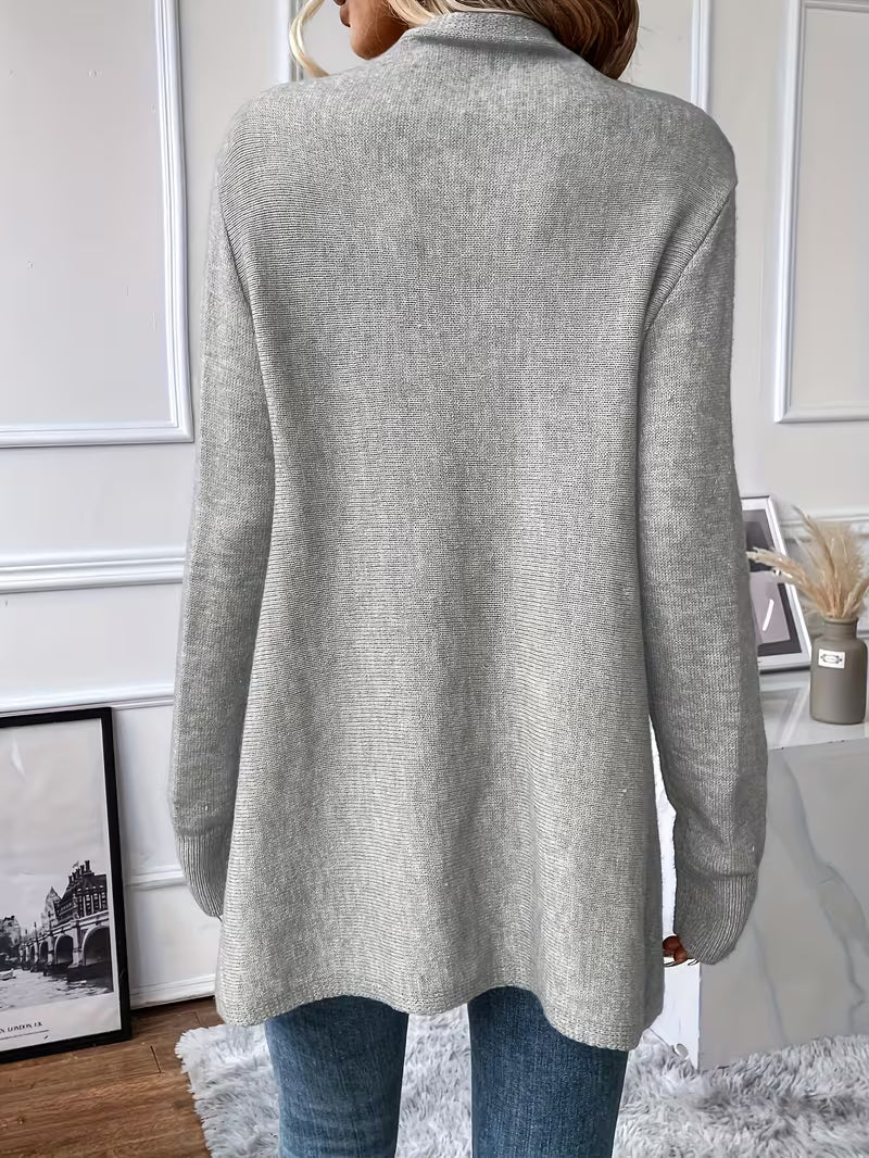 Sjoukje - Cardigan femme à col drapé asymétrique et franges décoratives