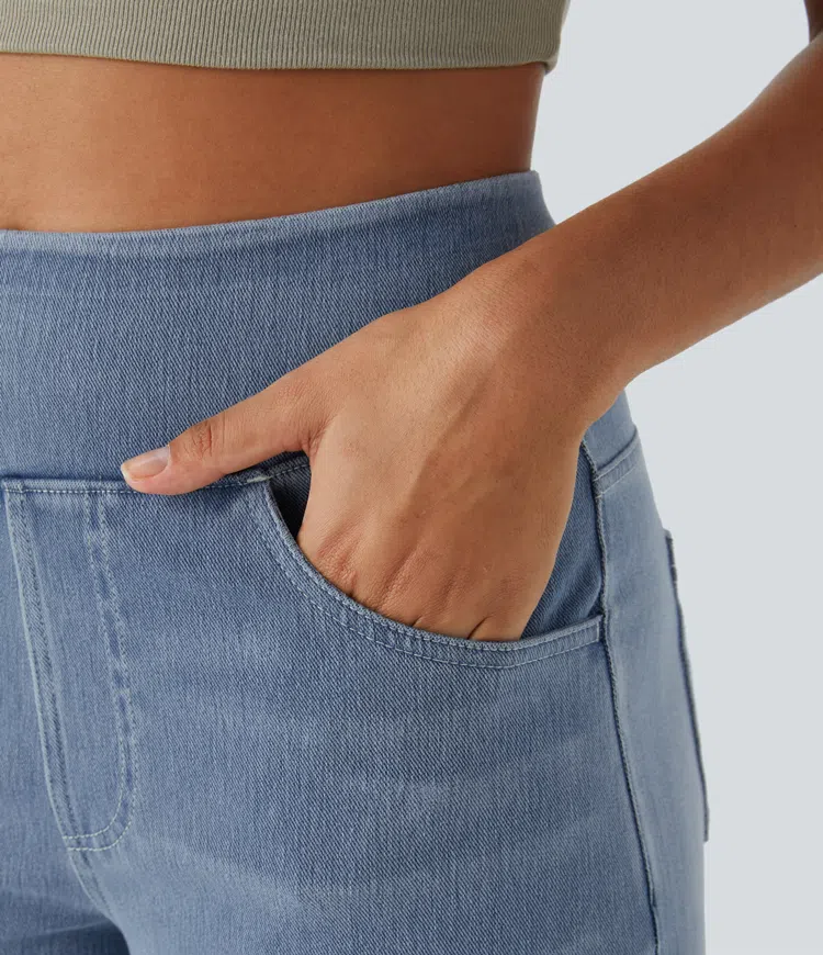 Ruvessa™ - Jean femme taille haute jambe large très extensible coupe moderne