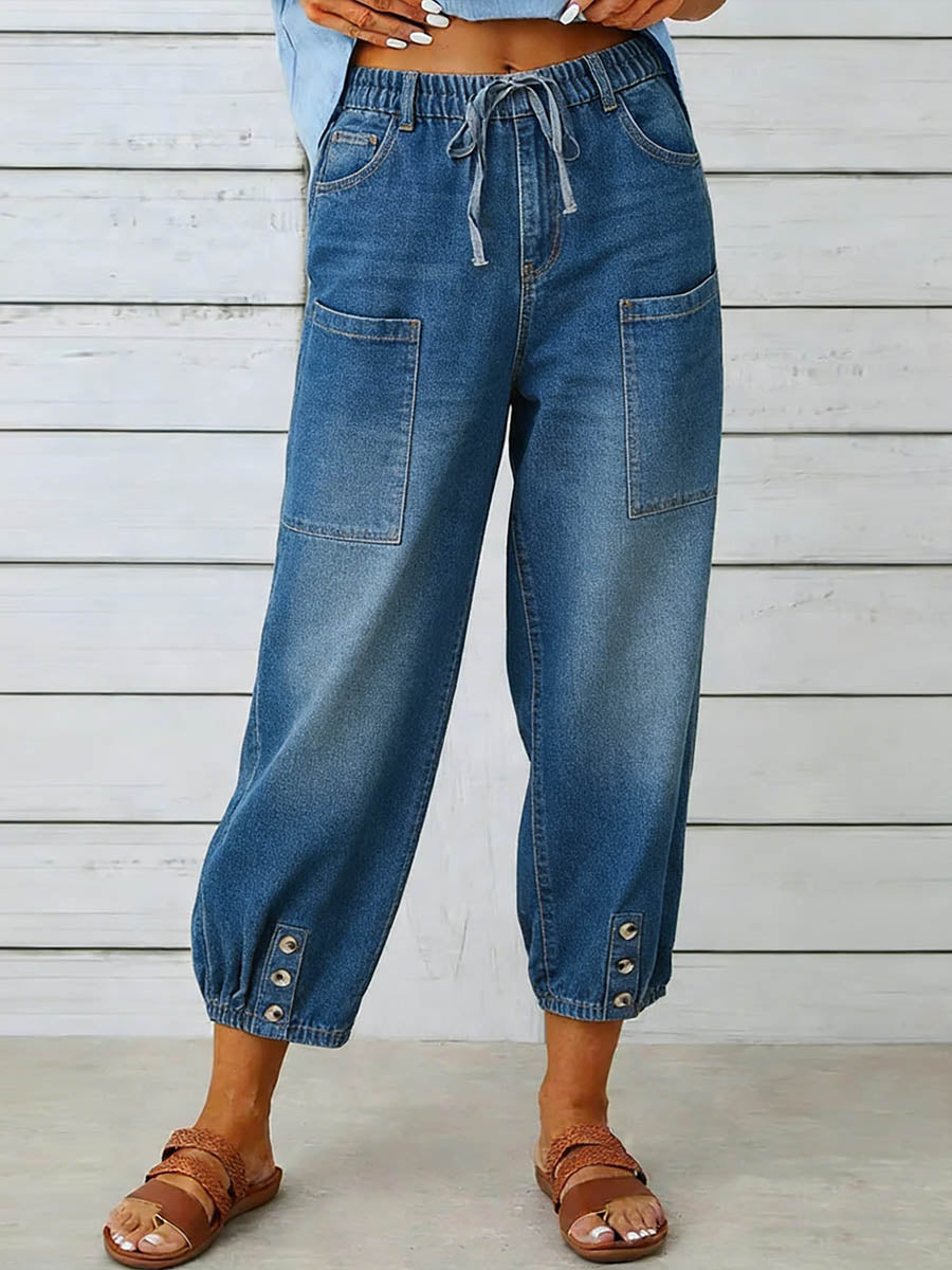 Elythia™ - Jean Femme Taille Haute Coupe Large Denim Confort Quotidien