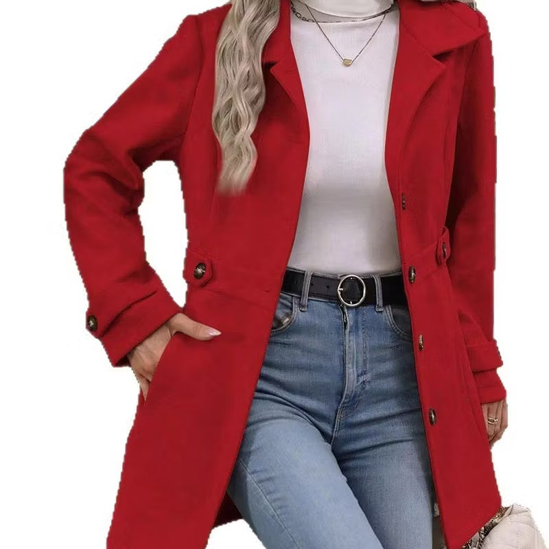 Wilma - Manteau cintré femme à boutons et col à revers élégant