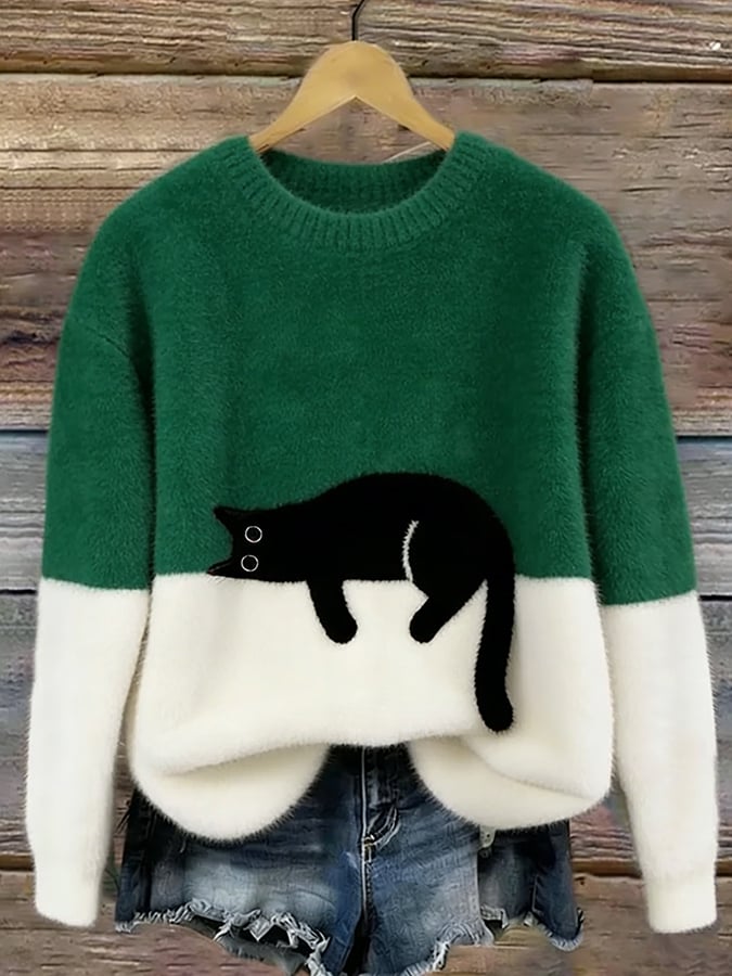 Lunivienne - Pull Doux Motif Chat