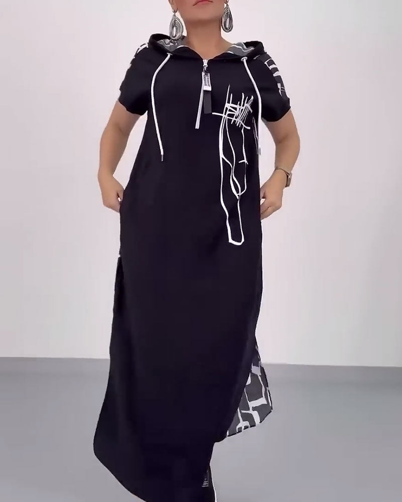 Ilana™ - Robe Maxi à Contrastes et Fermeture Éclair