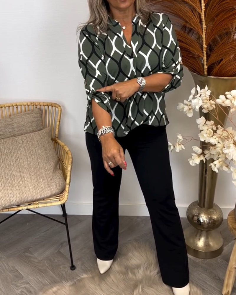 Florina™ - Blouse Décontractée à Manches Longues et Motif Élégant