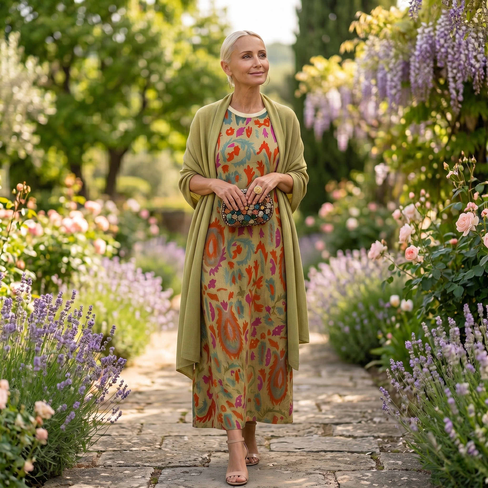 Dorynna - Ensemble Femme : Robe Longue Imprimée avec Gilet Assorti