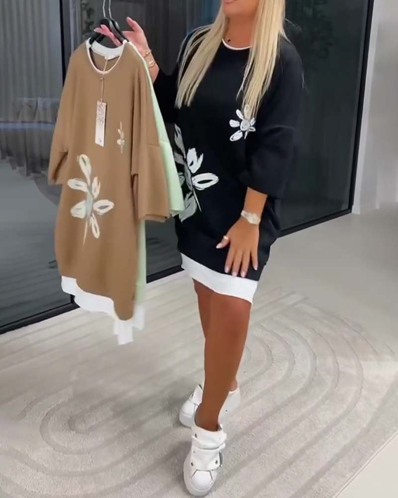 Ravessa™ - Robe Décontractée Style Sweat À Motif Floral
