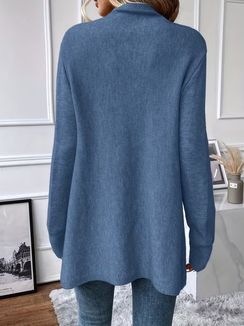 Sjoukje - Cardigan femme à col drapé asymétrique et franges décoratives