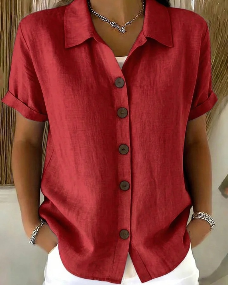 Marovia - Blouse femme boutonnée à manches courtes