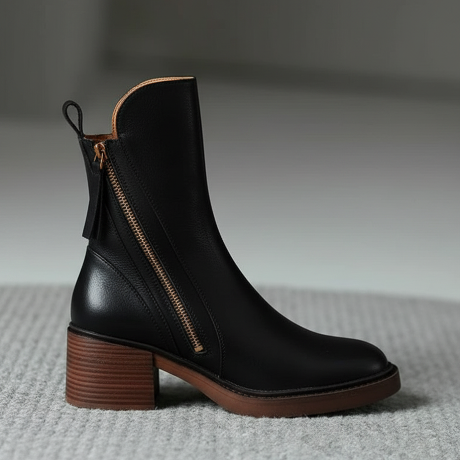 Helara™ - Bottes en Cuir Noires Élégantes et Confortables