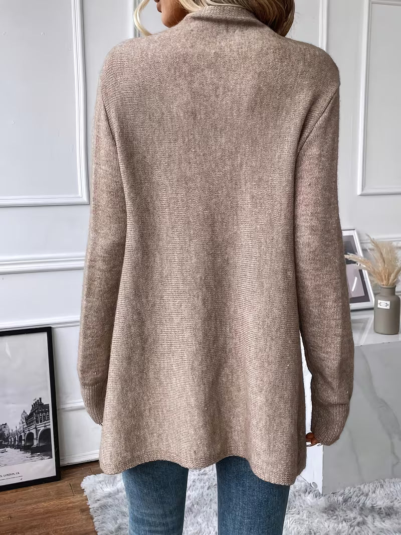 Sjoukje - Cardigan femme à col drapé asymétrique et franges décoratives