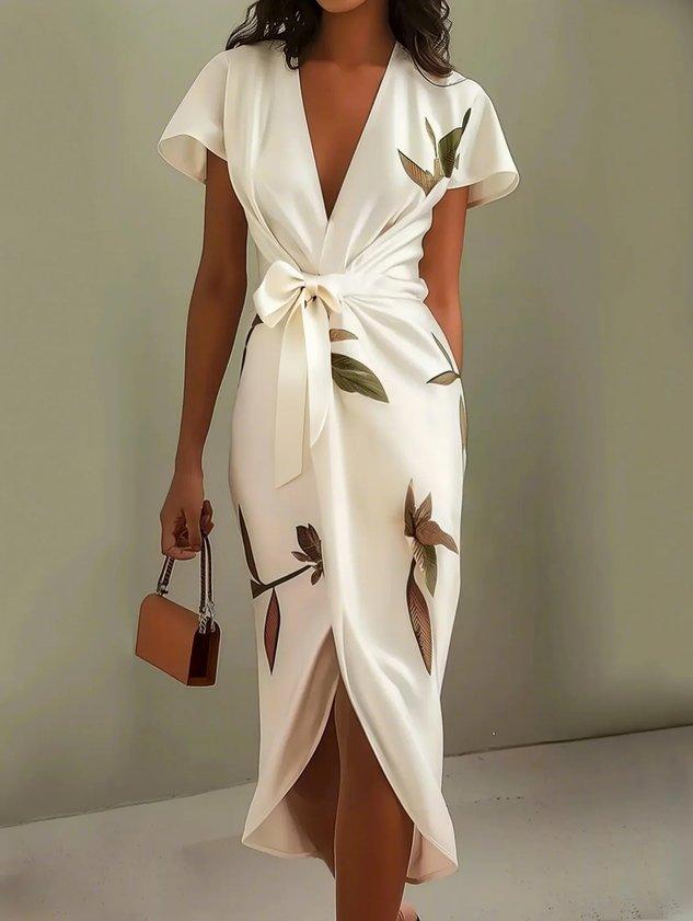 Nysoria™ - Robe Portefeuille Fleurie Élégante