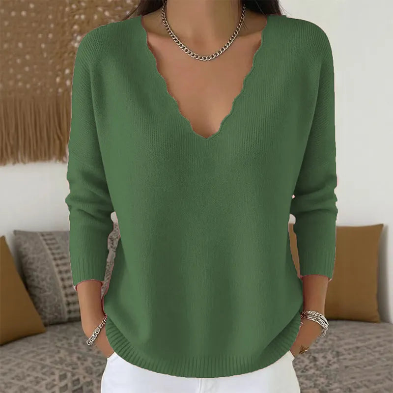 Gwen - Pull femme en maille avec col V
