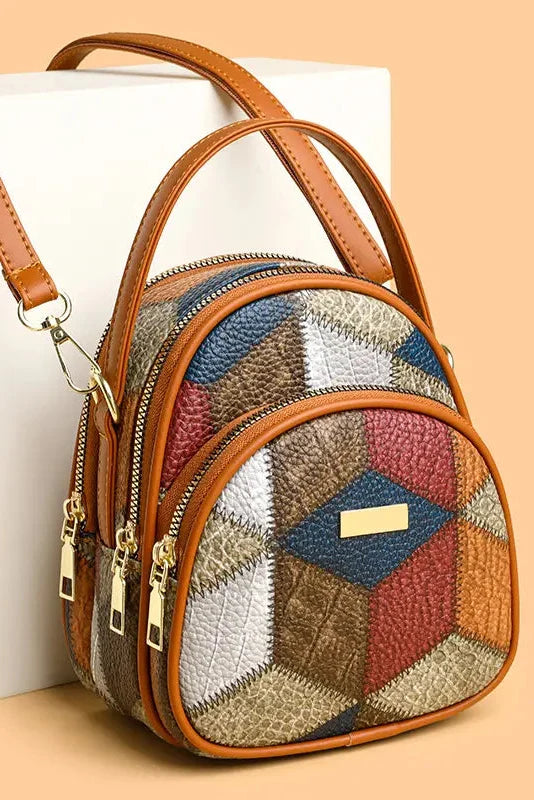 Veerle - Sac femme patchwork en PU avec bandoulière