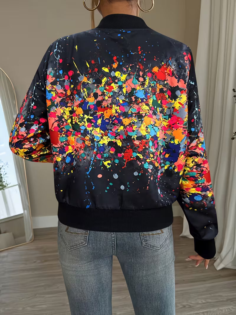 Noëlla - Veste bomber imprimée pour femme à fermeture éclair