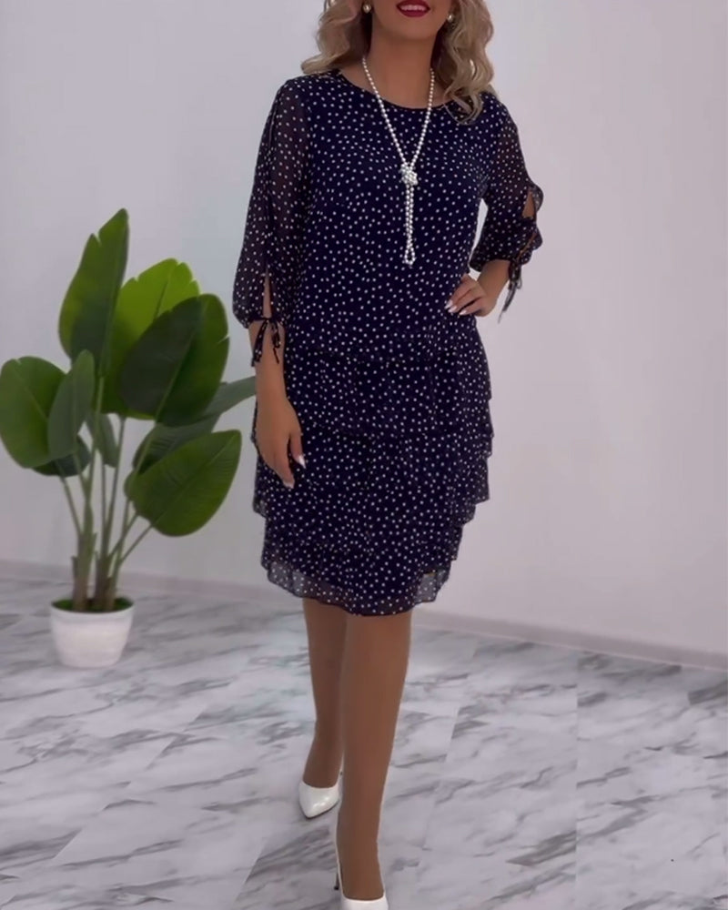Fallon - Robe femme à pois avec manches en dentelle