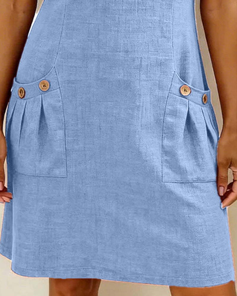 Kovira™ - Robe Courte Coton Lin avec Fermeture Éclair et Poches