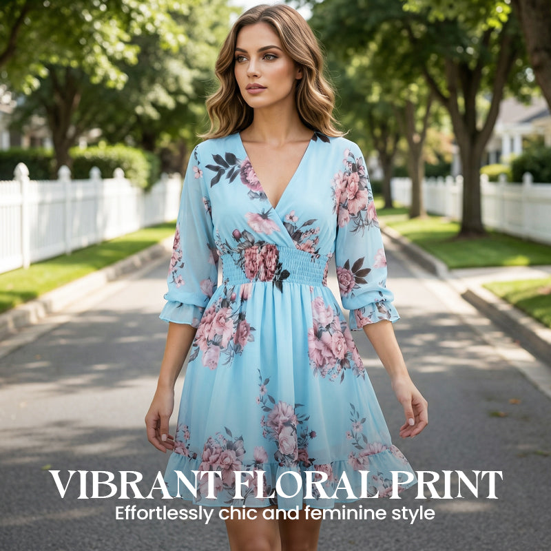 Halvienne™ - Robe Fleurie d’Été à Décolleté V