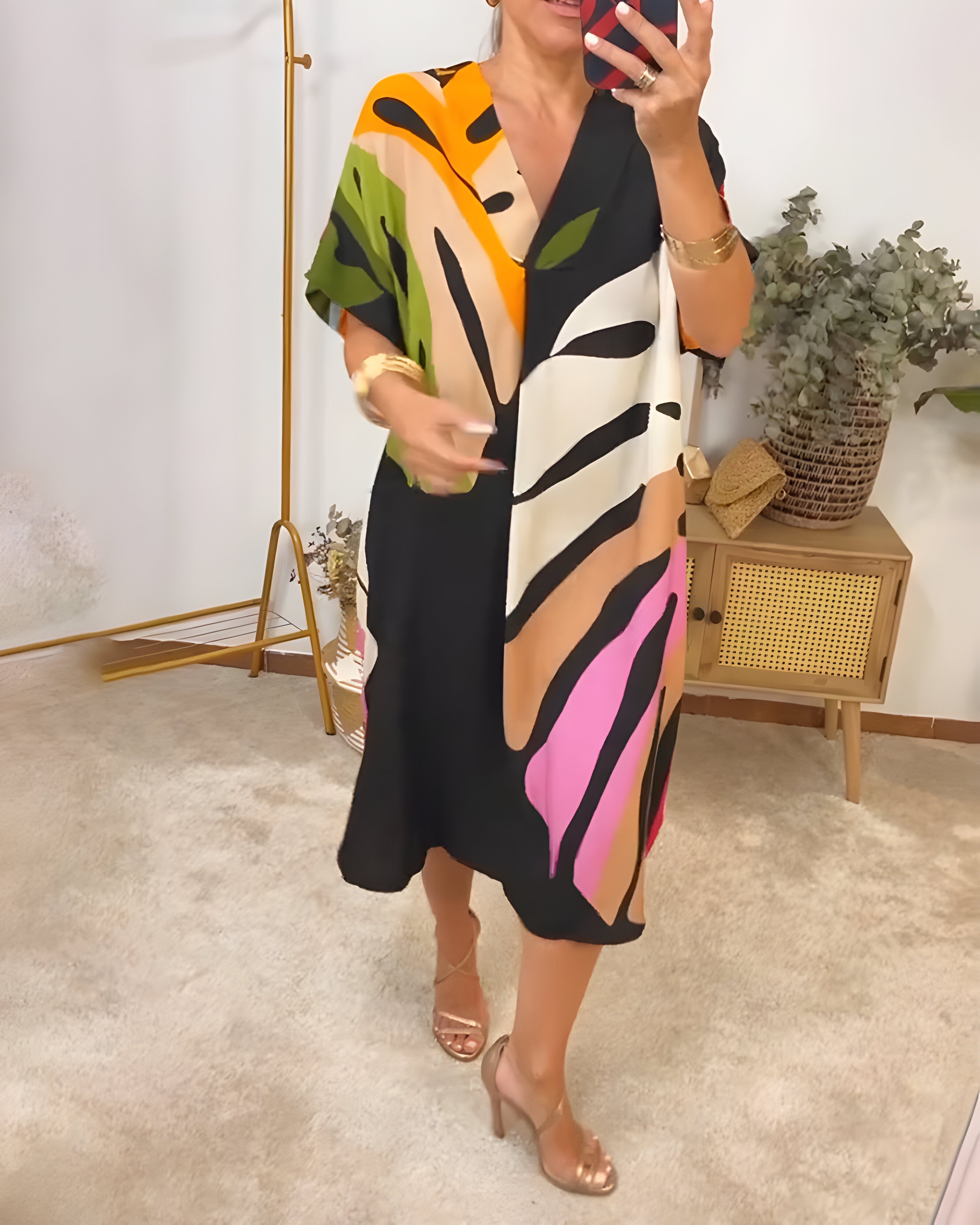 Nerissa™ - Robe décontractée à imprimé feuillage coloré pour un style frais et naturel