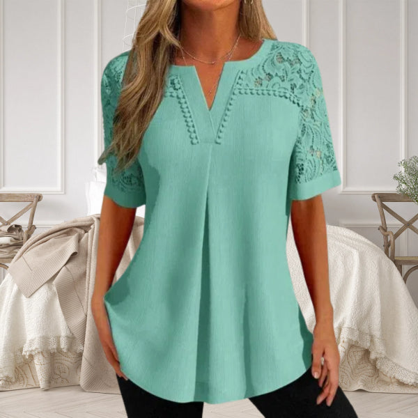 Alvara™ - Chemise d’Été Élégante à Manches Courtes en Dentelle pour Femmes
