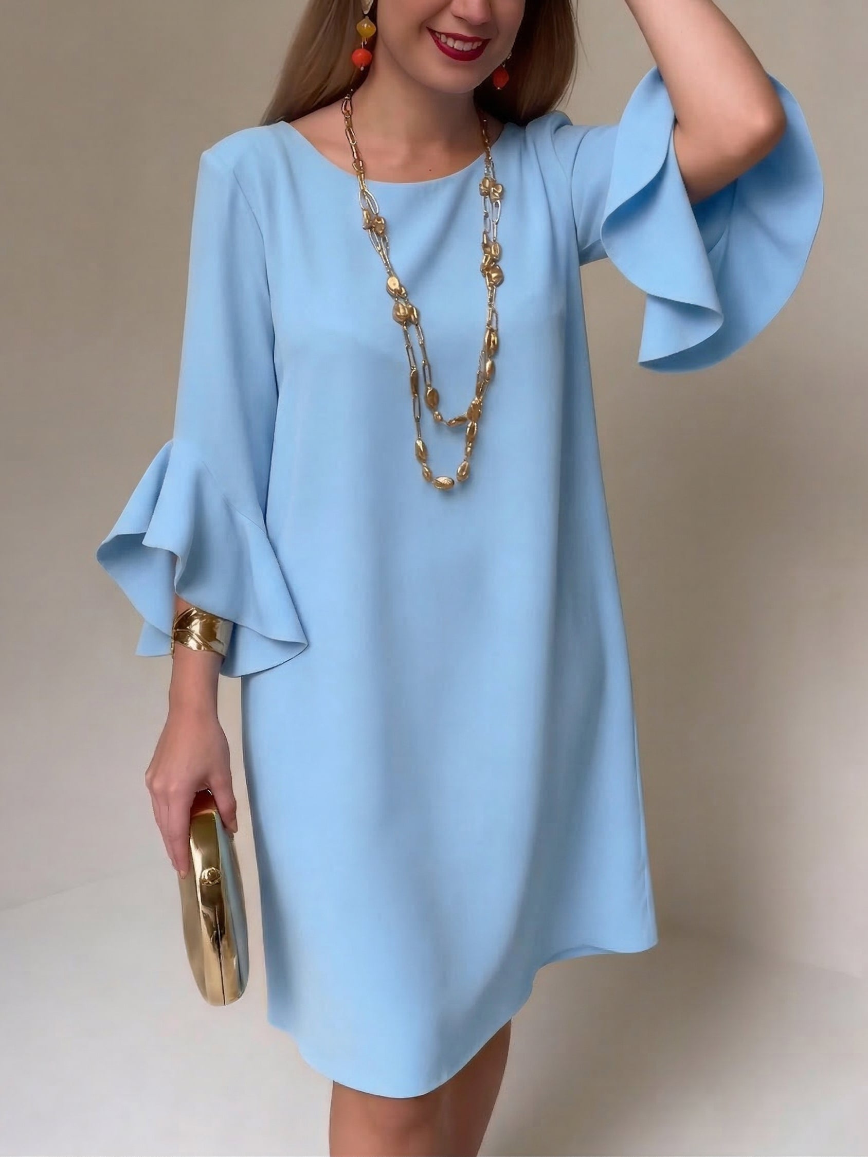 Eryza™ - Robe Femme Fluide Manches à Volants Coupe Confort Style Élégant