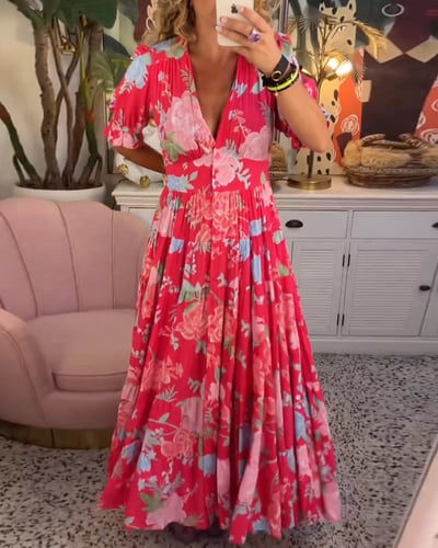 Isabeau™ - Robe Longue Confortable avec Col V et Poches