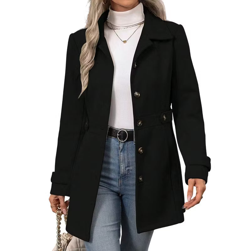 Wilma - Manteau cintré femme à boutons et col à revers élégant