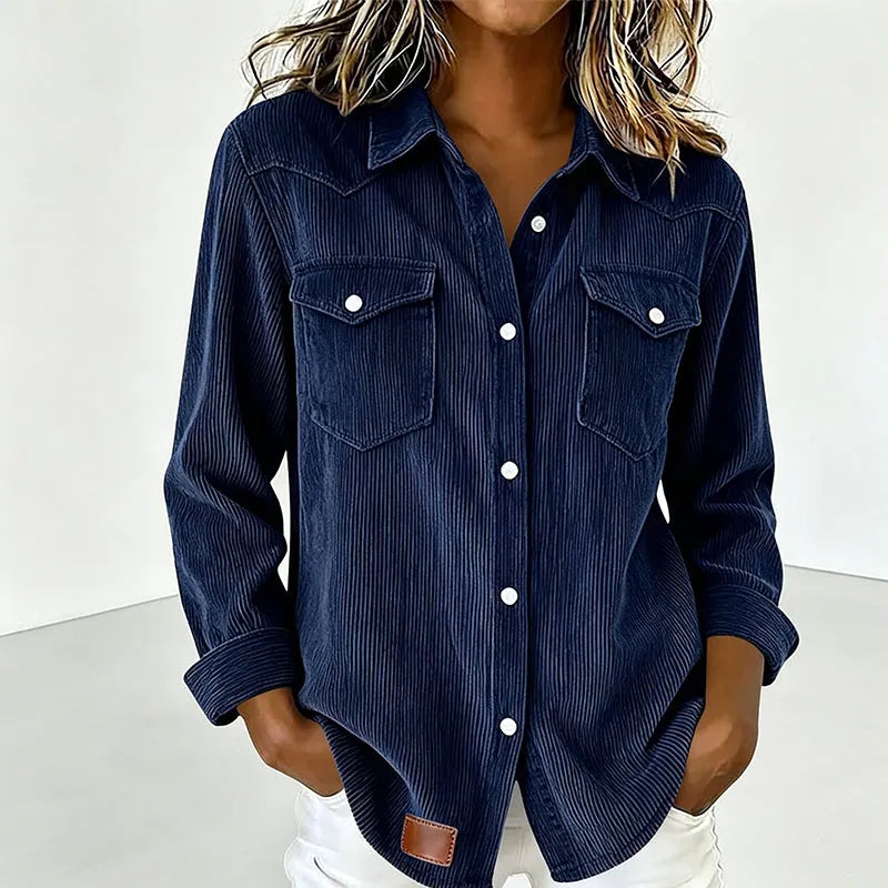 Sigrid - Chemise femme rayée boutonnée avec poches