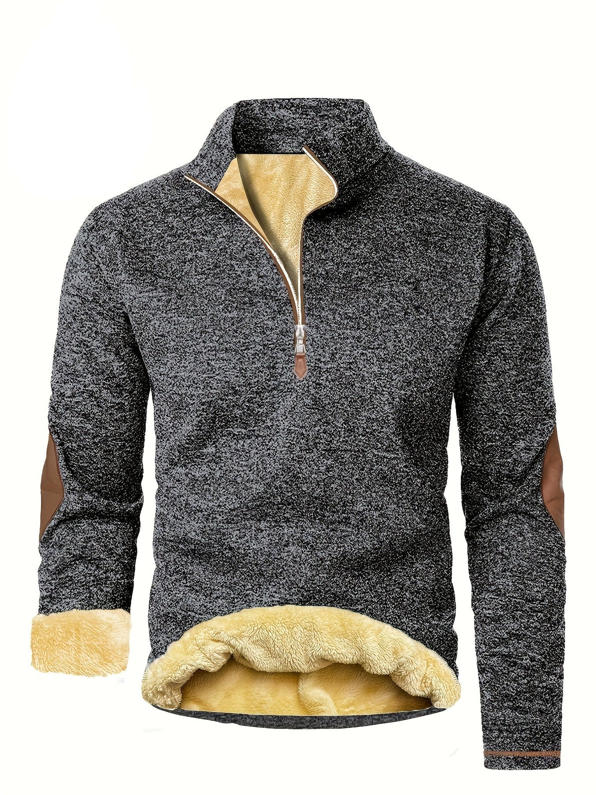 Damian - Pull polaire homme à col montant zippé et doublure chaude