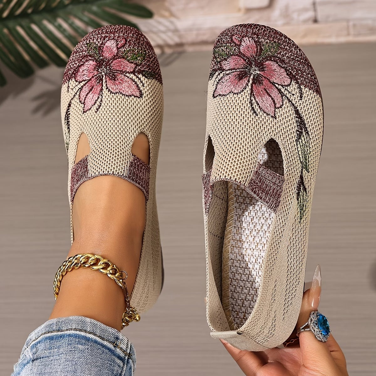 Arixa™ - Chaussures Respirantes Confortables à Broderie Fleurie
