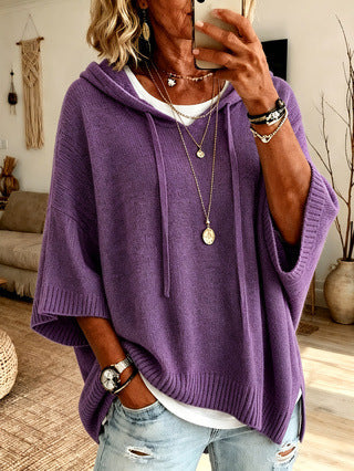 Vérène - Pull à capuche femme oversize en maille douce