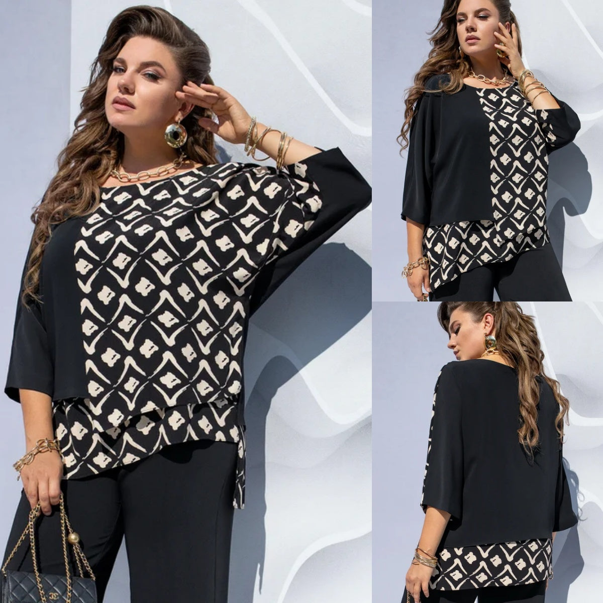 Evaria™ - Chemise Élégante à Col Rond pour Femme