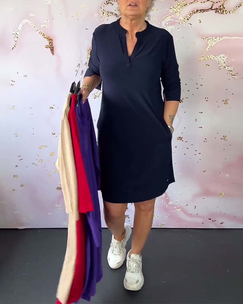 Mélissa™ - Robe Unie à Col V