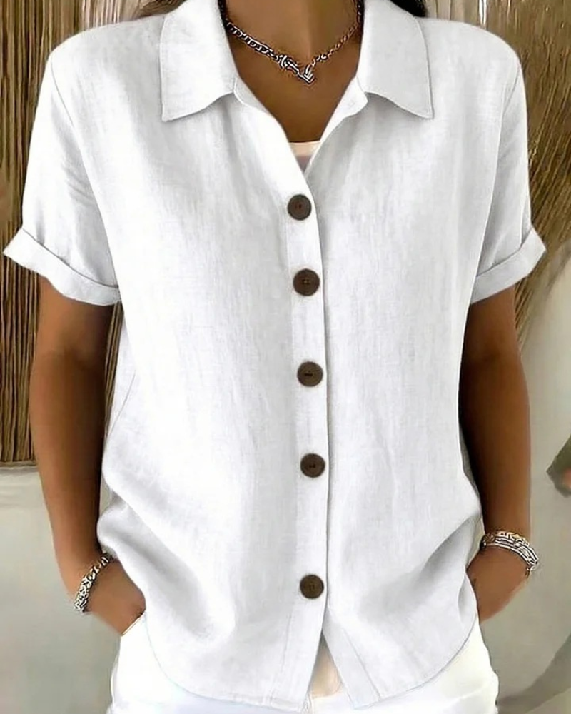 Marovia - Blouse femme boutonnée à manches courtes