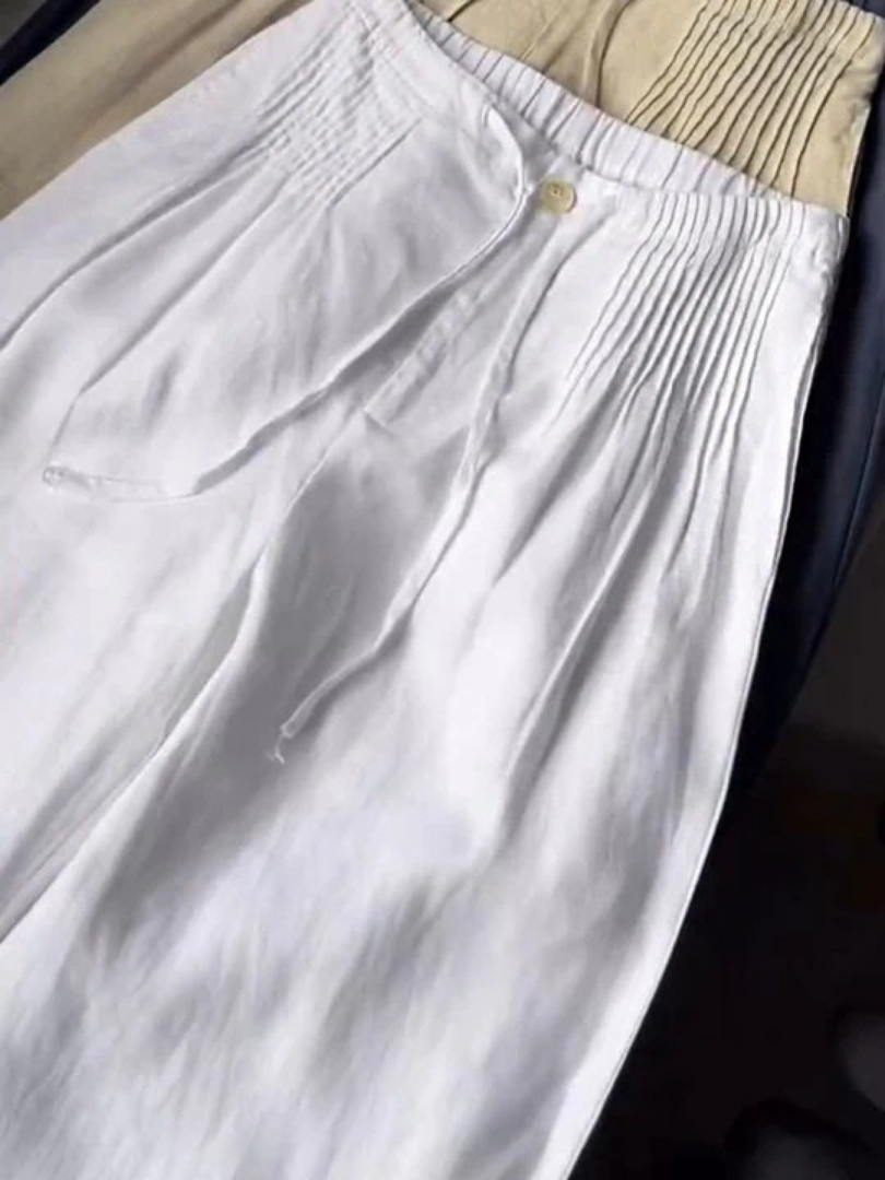 Noryssa™ - Pantalon Large En Mélange De Coton Et Lin