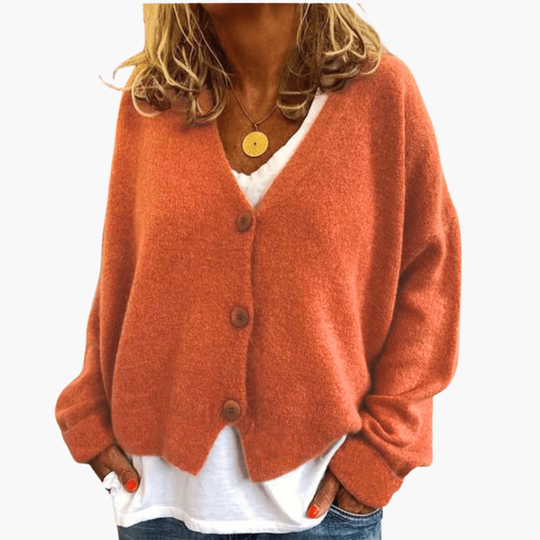 Sixtine - Cardigan Femme Doux en Tricot à Boutons et Coupe Décontractée