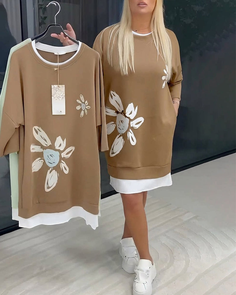 Ravessa™ - Robe Décontractée Style Sweat À Motif Floral