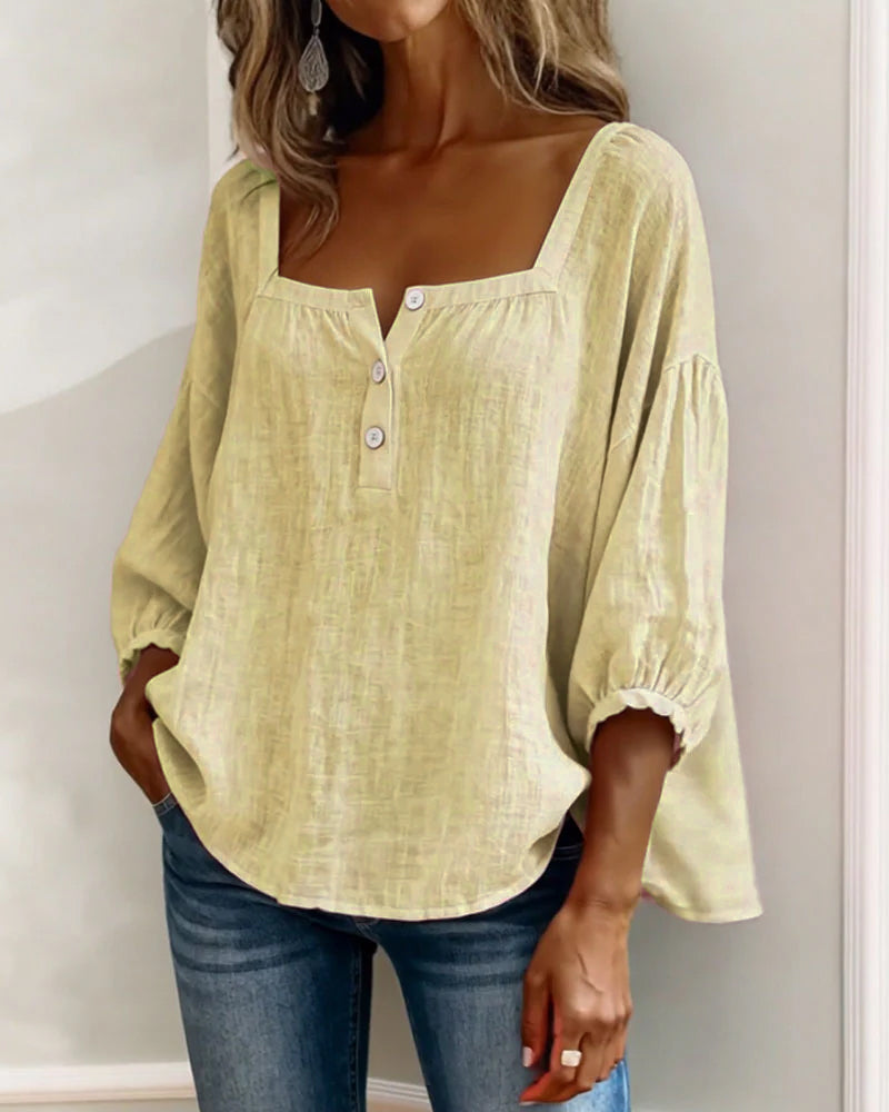Glyressa™ - Blouse Femme Élégante à Col Carré