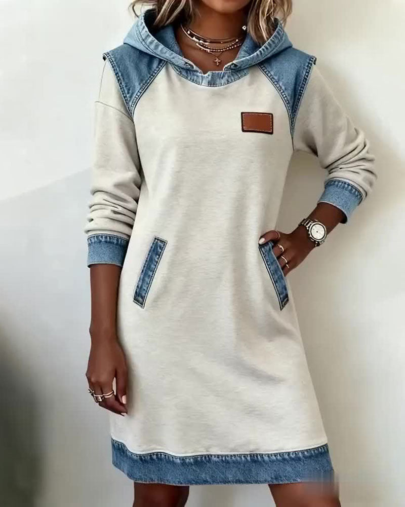 Lunariae™ - Robe casual à capuche style contrasté