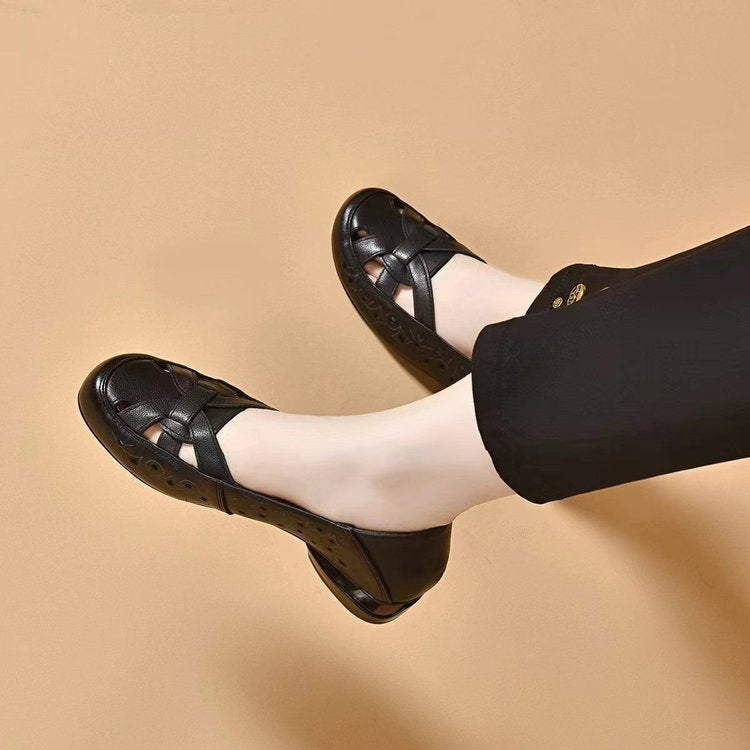 Kavrine™ - Chaussures Plates Femme Cuir Découpé Élégant Slip-On