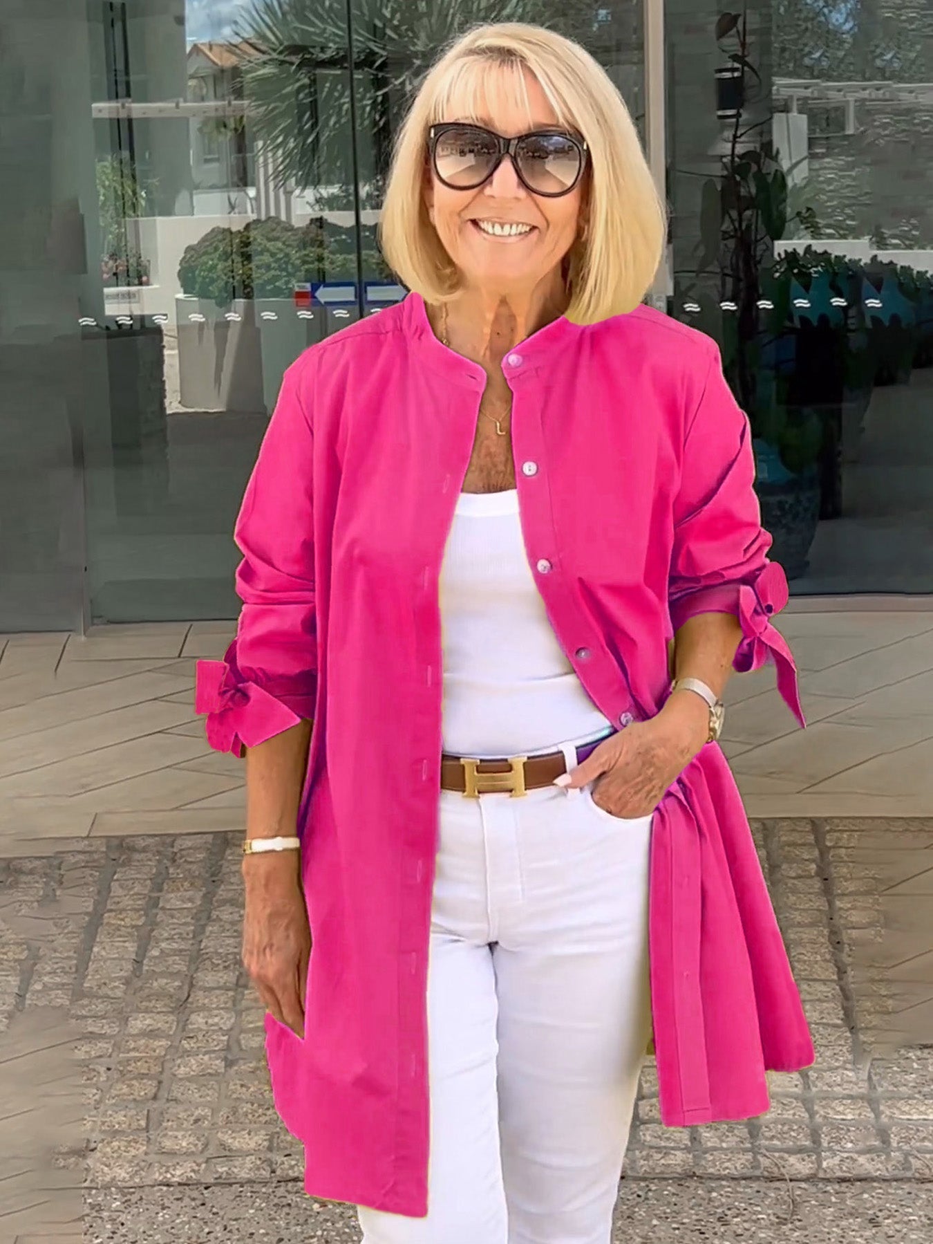 Liora™ - Veste Chemise Longue Boutonnée en Coton (Aujourd'hui seulement : 1 acheté = 1 offert !)