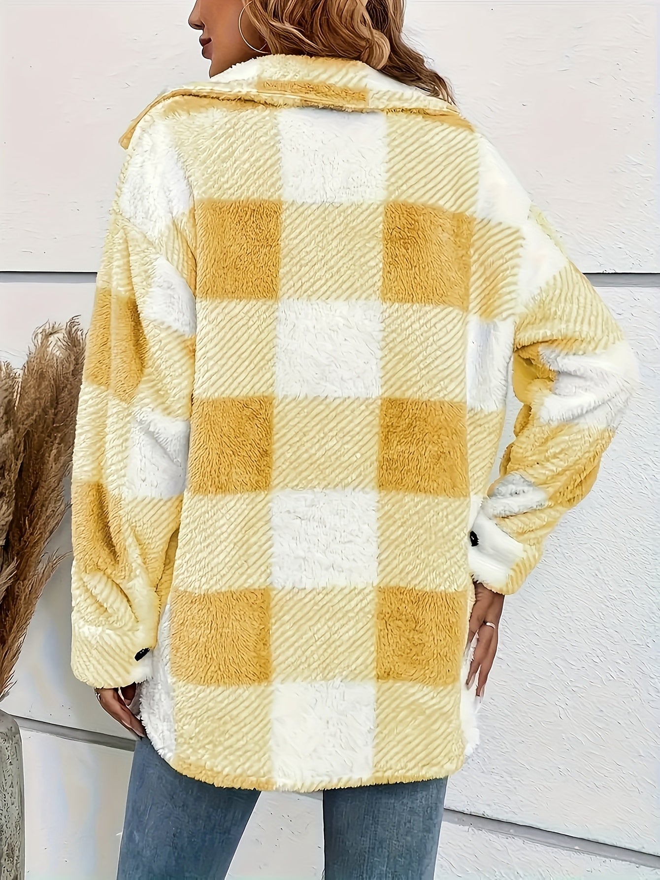 Doreline™ - Veste d’Hiver en Peluche à Imprimé Carreaux