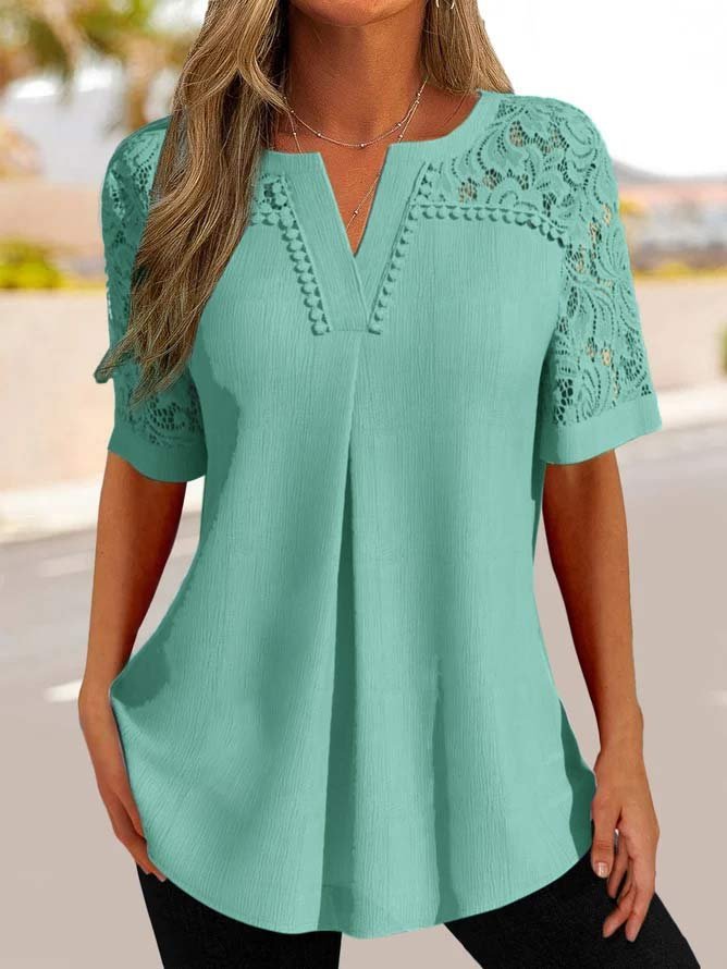 Alvara™ - Chemise d’Été Élégante à Manches Courtes en Dentelle pour Femmes