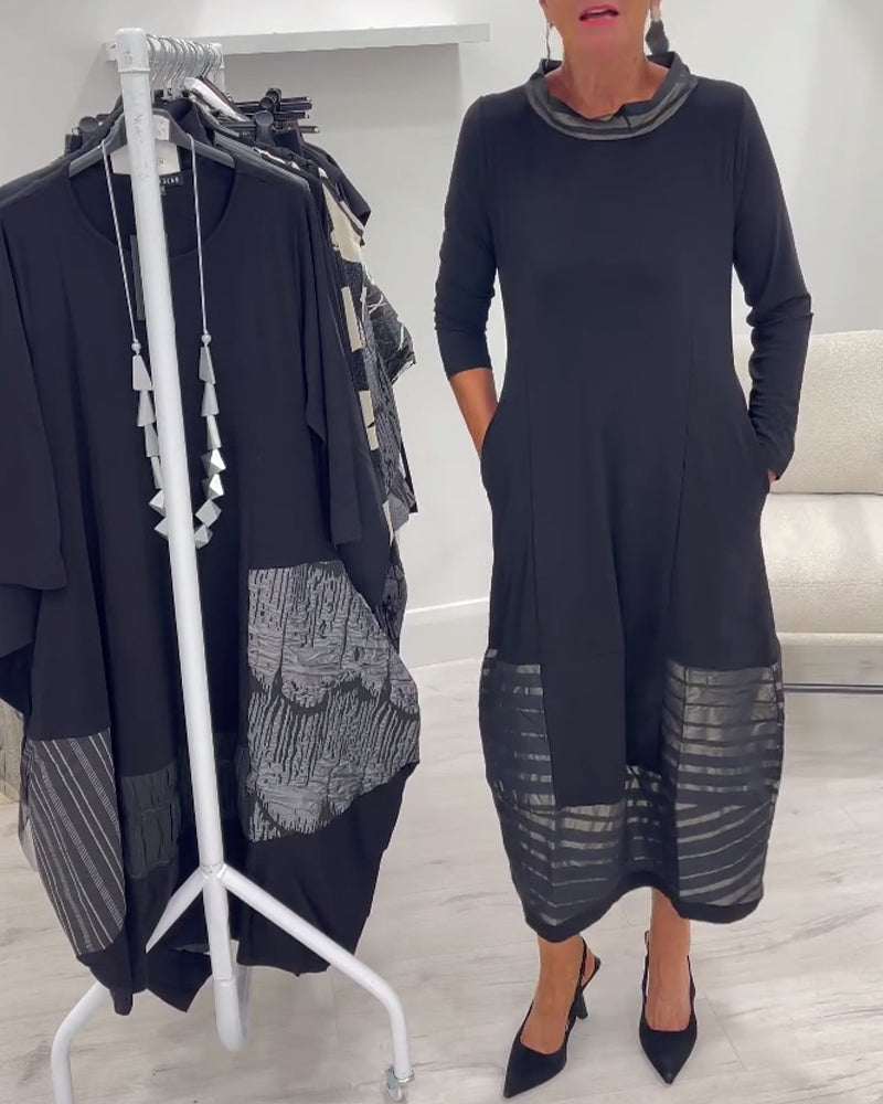 Doralynae - Robe Élégante à Panneaux Contrastés
