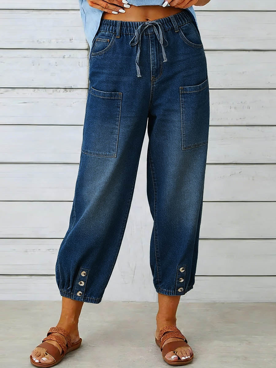 Elythia™ - Jean Femme Taille Haute Coupe Large Denim Confort Quotidien