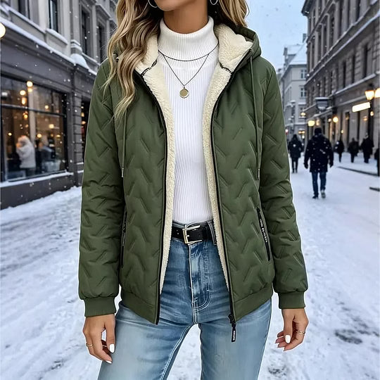 Pieternel - Veste polaire à capuche avec doublure chaude et poches pour femme