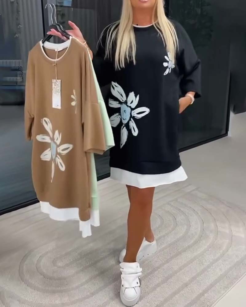 Ravessa™ - Robe Décontractée Style Sweat À Motif Floral