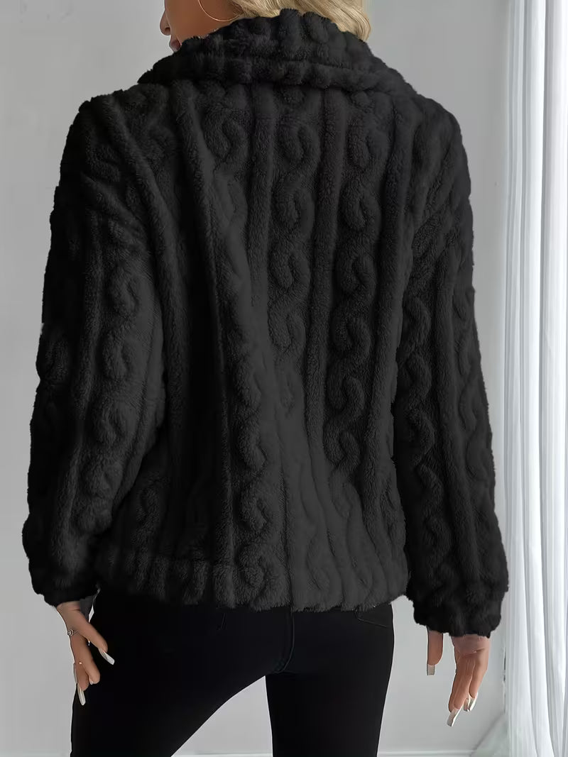 Nelle - Veste teddy femme texturée à boutons